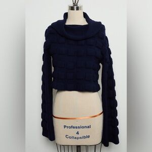 Large Collar with Checkered Embossed Texture Long-Sleeve Sweater[NEW]